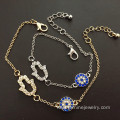 High Quality Silver And Gold Color Evil Eye Diamond Bracelet